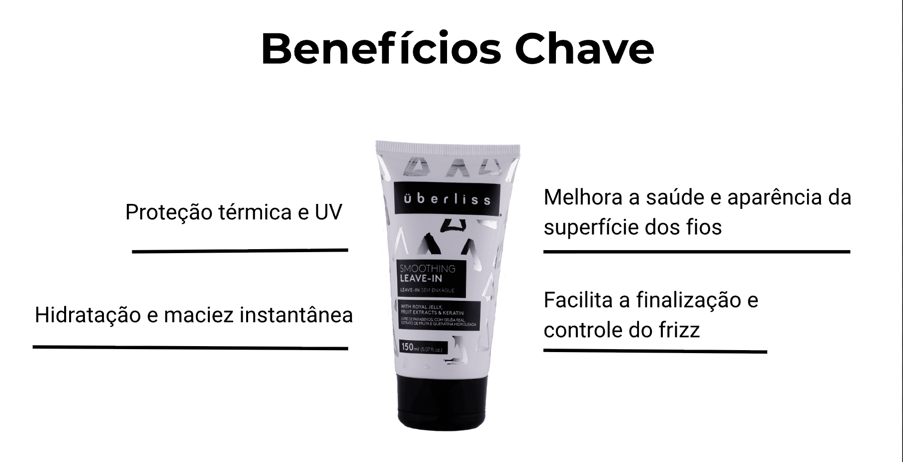 Leave-In protetor térmico e UV, enriquecido com complexo hidratante e extratos naturais, que age nas camadas da fibra, melhorando as propriedades da superfície dos cabelos, deixando-os macios e com muito brilho. Previne danos provenientes da ação térmica, mecânica, e solar. Perfeito para finalizar todas as texturas de cabelos.