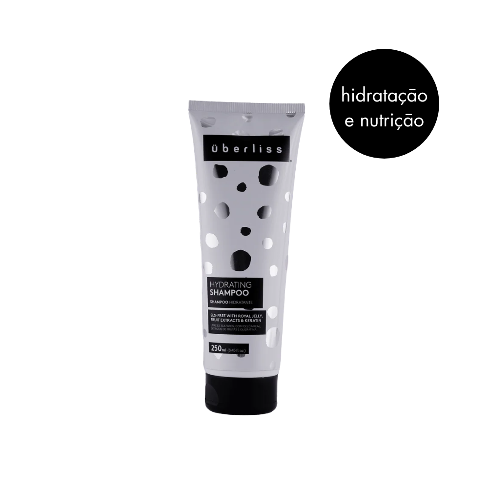 Shampoo nutritivo e hidratante, livre de sulfatos, com geléia real, extratos naturais e queratina, que limpa suavemente, fortalece, nutre e dá brilho aos cabelos