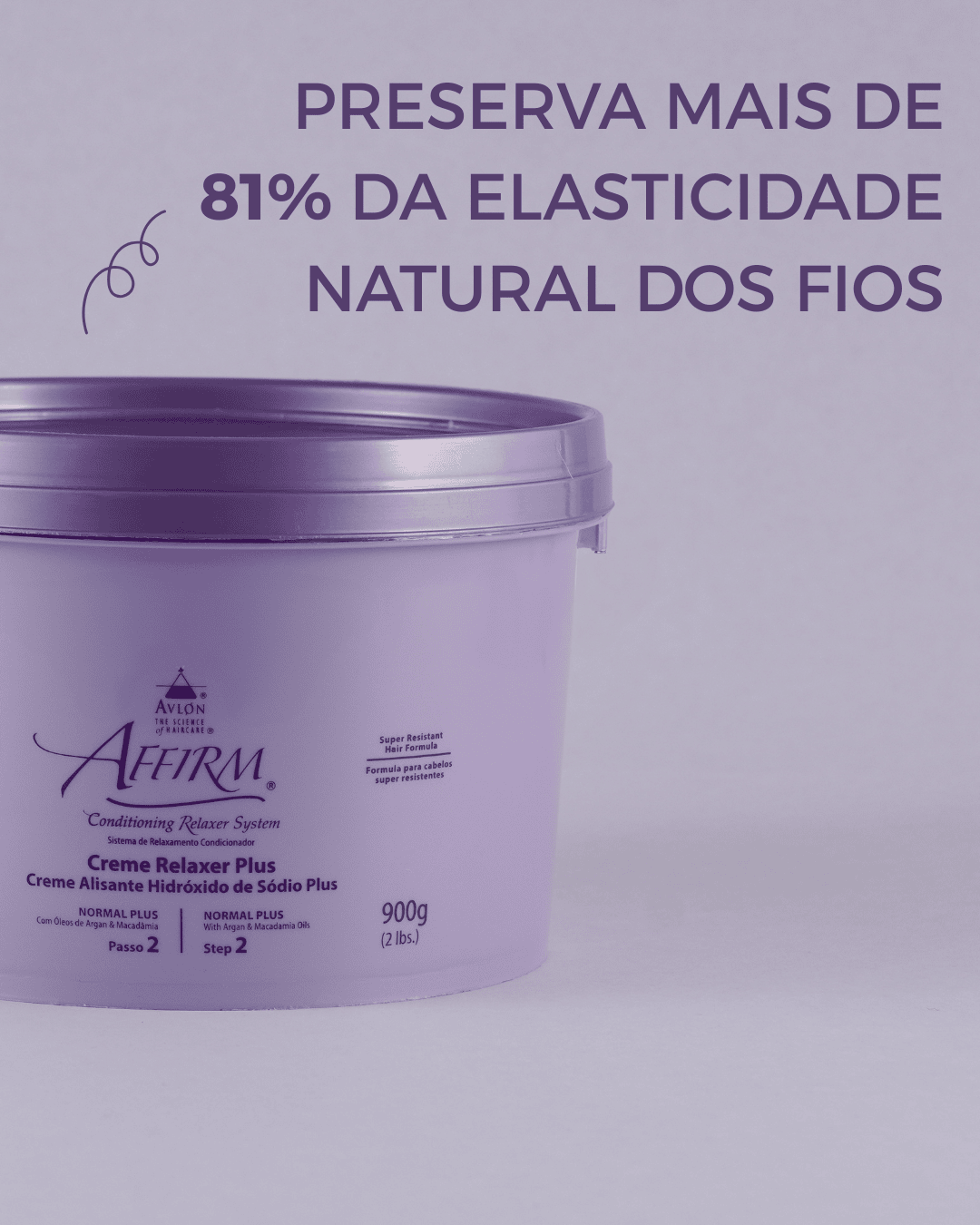 Creme alisante com fórmula para cabelos brasileiros resistentes, ação em 20 minutos, alisamento intenso e condicionamento profundo, ideal para cabelos médios. Disponível em 900g e 1,8kg.