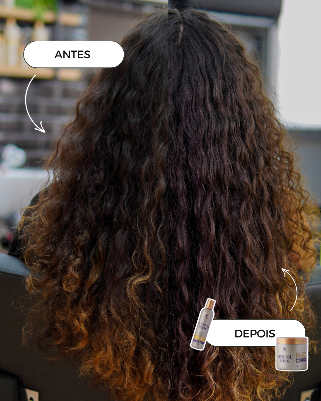 A Coleção Natural Curls Detangling é ideal para curvatura 2a - 4c. Com fórmula leve, desembaraça facilmente, deixando os cachos soltos, definidos e cheios de vida, sem pesar nos fios. É a versão mais leve da coleção Natural Curls Classic!