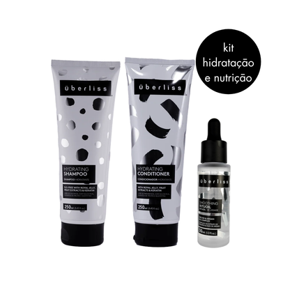 Kit Uberliss Homecare com Shampoo, Condicionador e Reparador de Pontas, ideal para cuidados capilares em casa