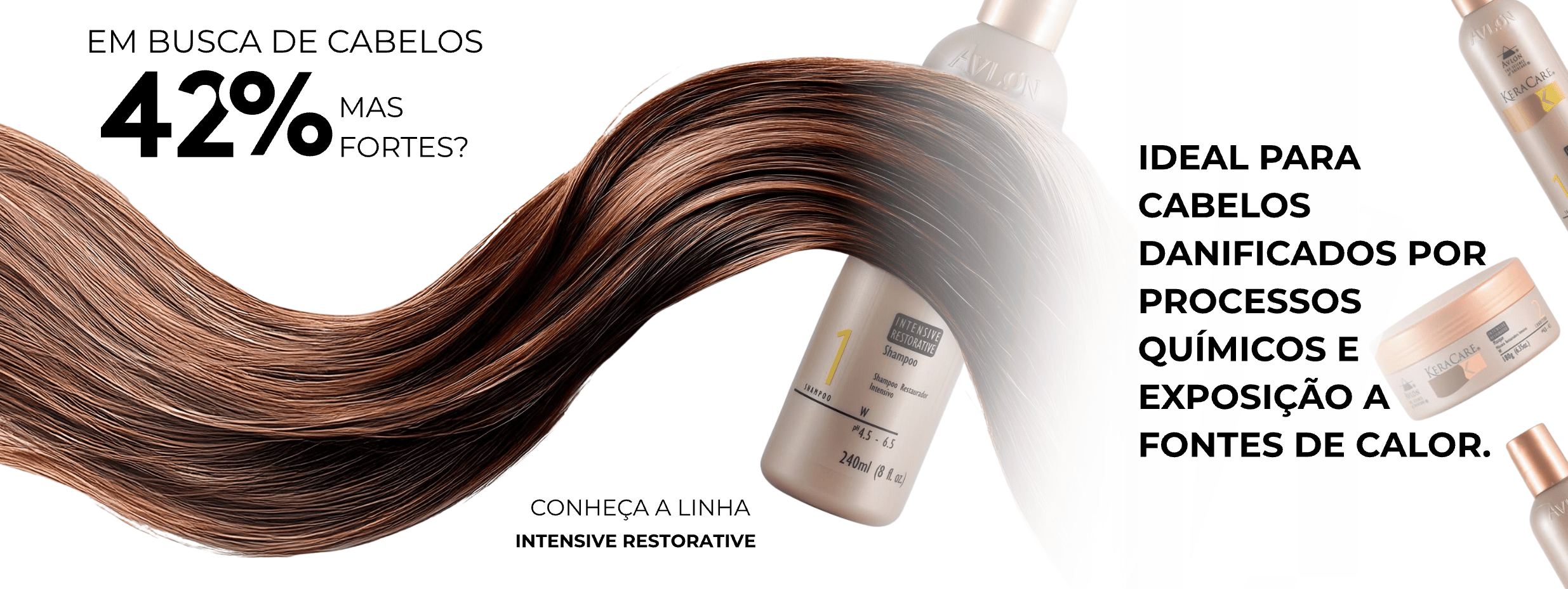 Banner do tratamento Intensive Restorative destacando reparação profunda, hidratação intensa e cabelos mais fortes e saudáveis