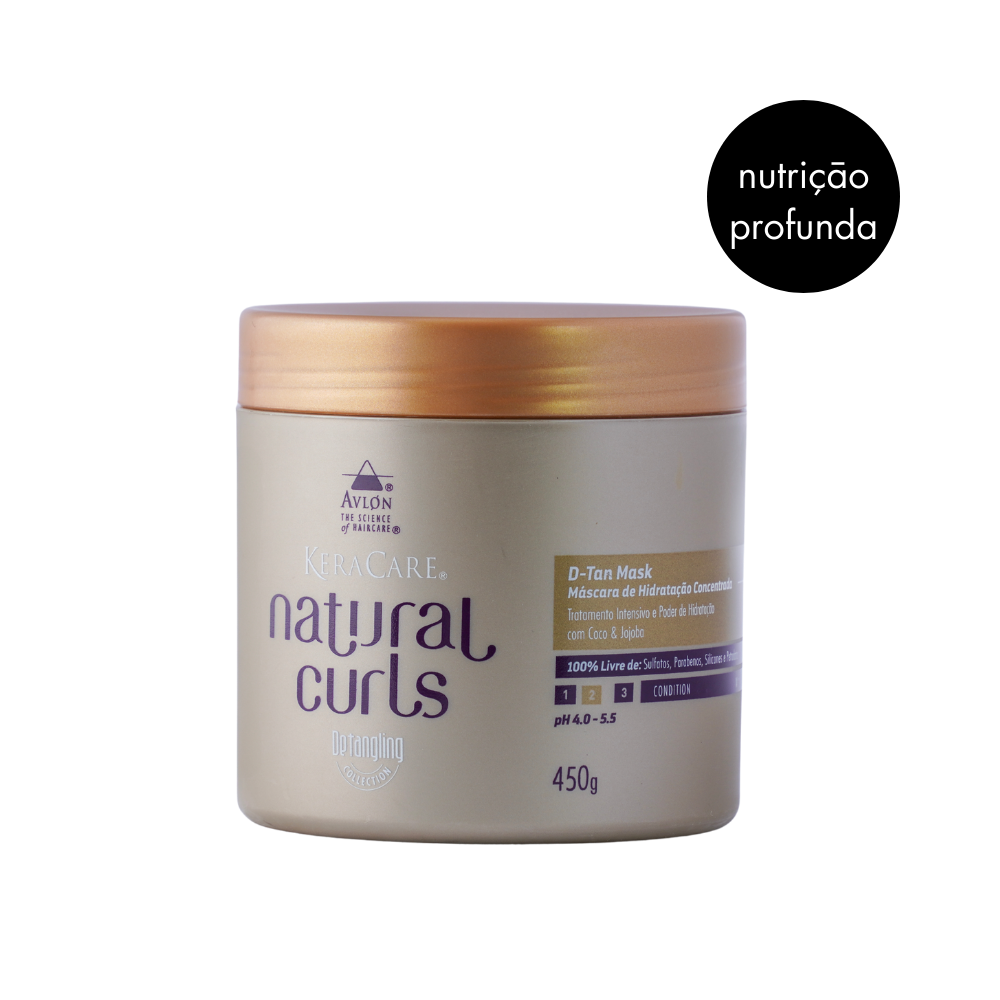 A Máscara de Tratamento Natural Curls D-Tan Mask é uma máscara de alta concentração, desenvolvida para nutrir profundamente a fibra capilar de cabelos cacheados e crespos. Seus ativos penetram intensamente nos fios, repondo nutrientes perdidos em processos químicos e térmicos, respeitando a estrutura natural dos cachos.