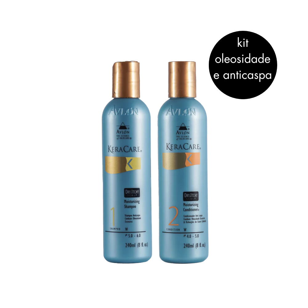 Kit anticaspa KeraCare Dry &amp; Itchy Scalp Duo: shampoo e condicionador 240ml que combatem caspa, coceira e oleosidade do couro cabeludo. Ideal para cabelos quimicamente tratados.