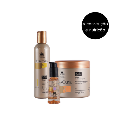 Kit Reconstrução Suprema Pro KeraCare com Shampoo Fortalecedor, Máscara Restauradora e Selador Antifrizz