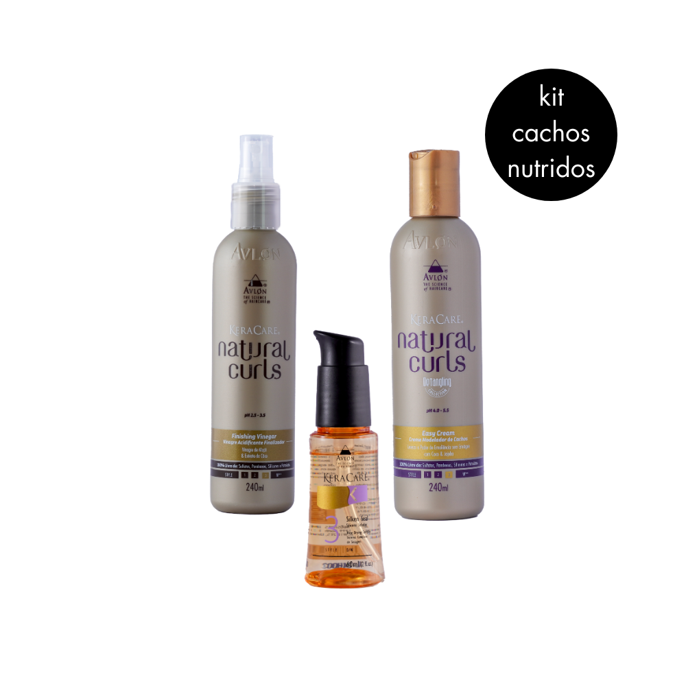 Kit Renovação dos Cachos Natural Curls com Finishing Vinegar e Easy Cream para cabelos cacheados e crespos