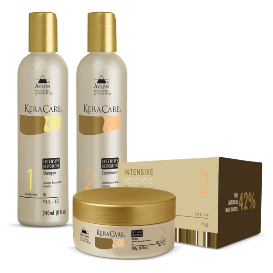 SHAMPOO, CONDICIONADOR E MÁSCARA PARA FORTALECIMENTO CAPILAR - KIT KERACARE INTENSIVE RESTORATIVE