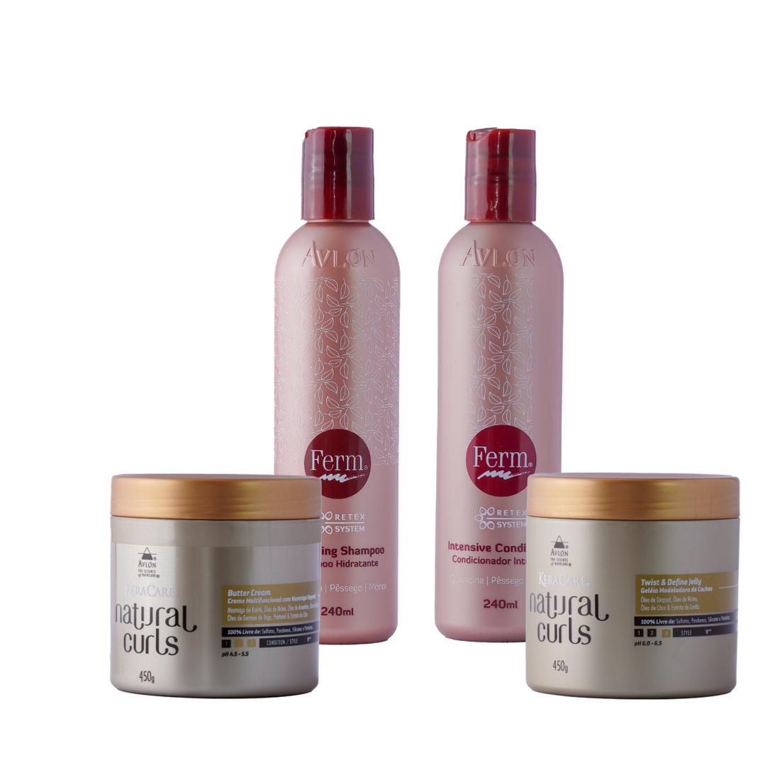 Hydrating Shampoo Ferm Intensive Conditioner Ferm Butter Cream and Twist and define jelly 