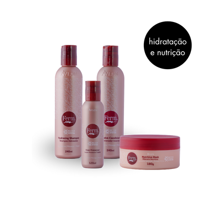 Kit capilar Avlon Ferm – shampoo, condicionador, máscara e leave-in para cabelos quimicamente tratados