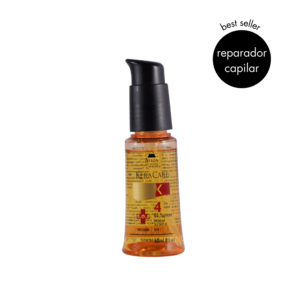 Óleo capilar reparador e protetor térmico com extrato de Macadâmia e Red Palm, restaura cabelos danificados, deixando-os sedosos, macios e com brilho