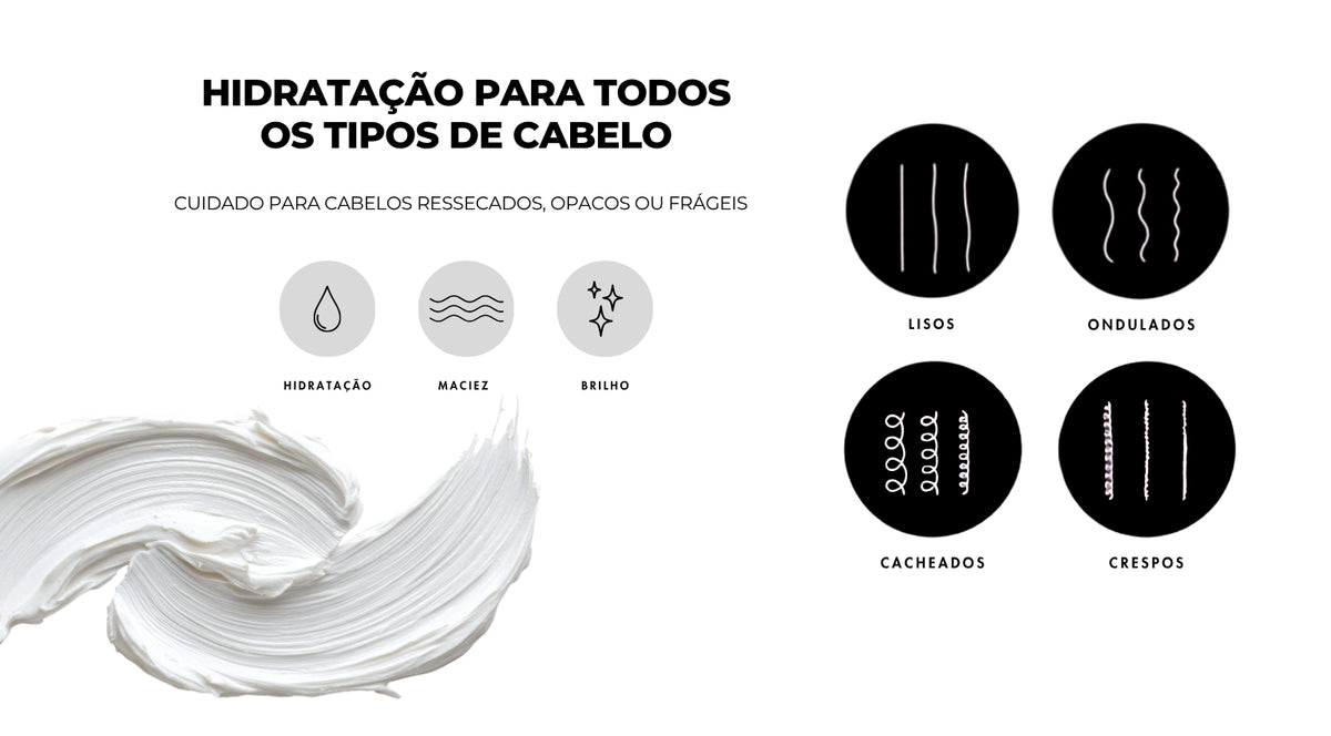 Uberliss para hidratação, controle do frizz, maciez e brilho.