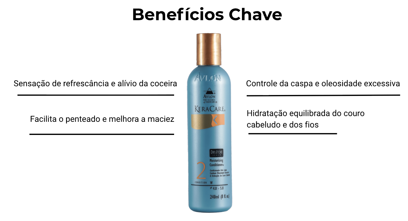 Condicionador anticaspa indicado para tratamento em processos de escamação, oleosidade excessiva, caspa comum, dermatite seborréica, seborréia, psoríase, pitiríase versicolor ou disfunções comuns como oleosidade excessiva. Combate o ressecamento e coceira do couro cabeludo, dando a sensação de refrescância. Hidrata e condiciona os cabelos, facilita o penteado e é suficientemente suave para uso frequente em cabelos quimicamente tratados