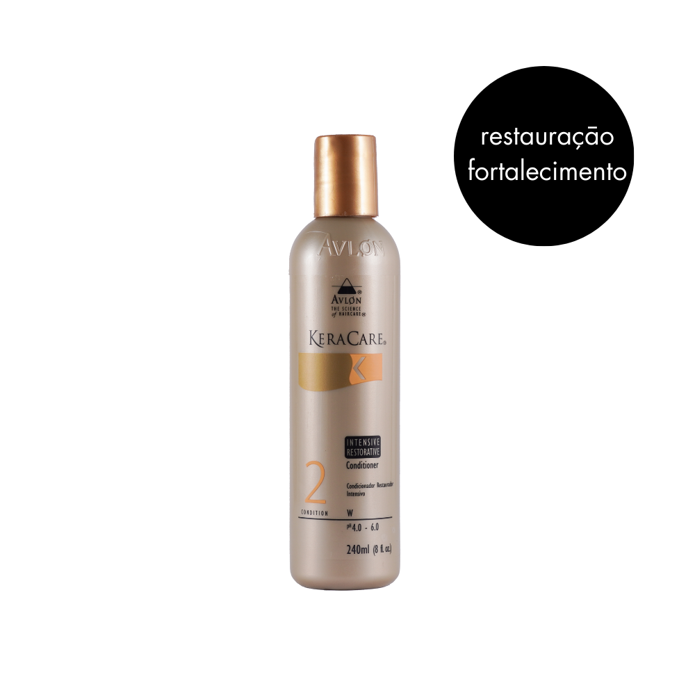 Frasco de condicionador hidratante KeraCare Intensive Restorative 240 ml para restauração capilar.