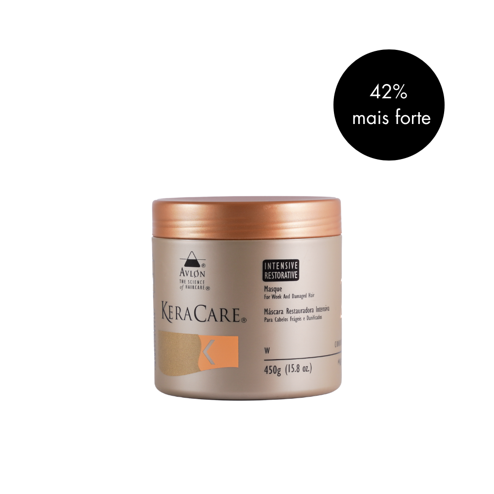 Pote de máscara de nutrição KeraCare Intensive Restorative 450 g com tampa dourada.