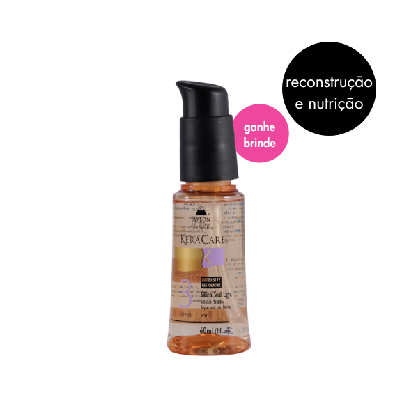 Silicone reparador de pontas e protetor térmico, com sílica hidrolisada que sela cutículas, repara pontas, proporciona maciez, leveza e brilho, textura leve e perfume agradável, sem óleos