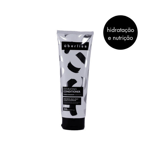 Condicionador nutritivo e hidratante com geléia real, extratos naturais e queratina, que combate o ressecamento, fortalece os fios, proporciona maciez, brilho e facilita o pentear.