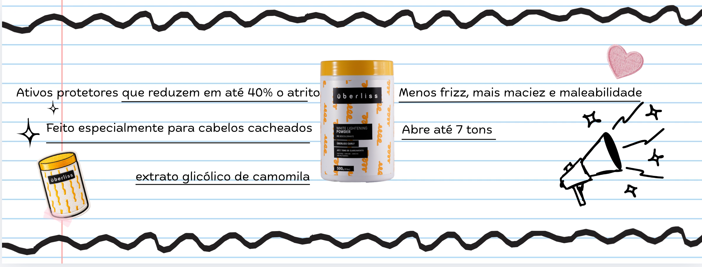 Pó descolorante profissional sem poeira que abre até 7 tons, indicado para cabelos cacheados, preserva a curvatura, reduz frizz e promove maciez